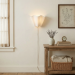 Charlotte Farmhouse Ivory Linen Scalloped Sconce