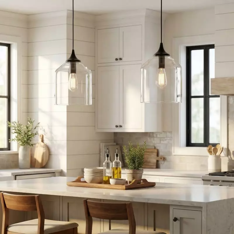 Declan Modern Bell Shaped Glass Pendant Light