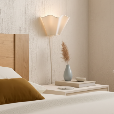 Charlotte Farmhouse Ivory Linen Scalloped Sconce