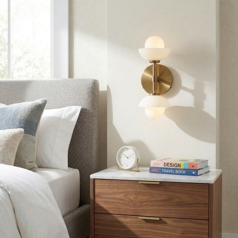 Brianna Farmhouse Alabaster Double Globe Sconce