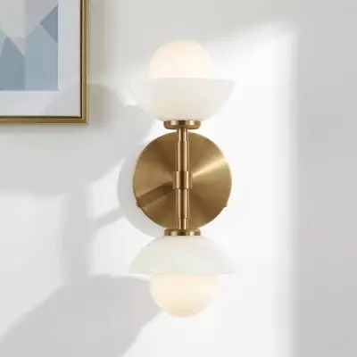 Brianna Farmhouse Alabaster Double Globe Sconce