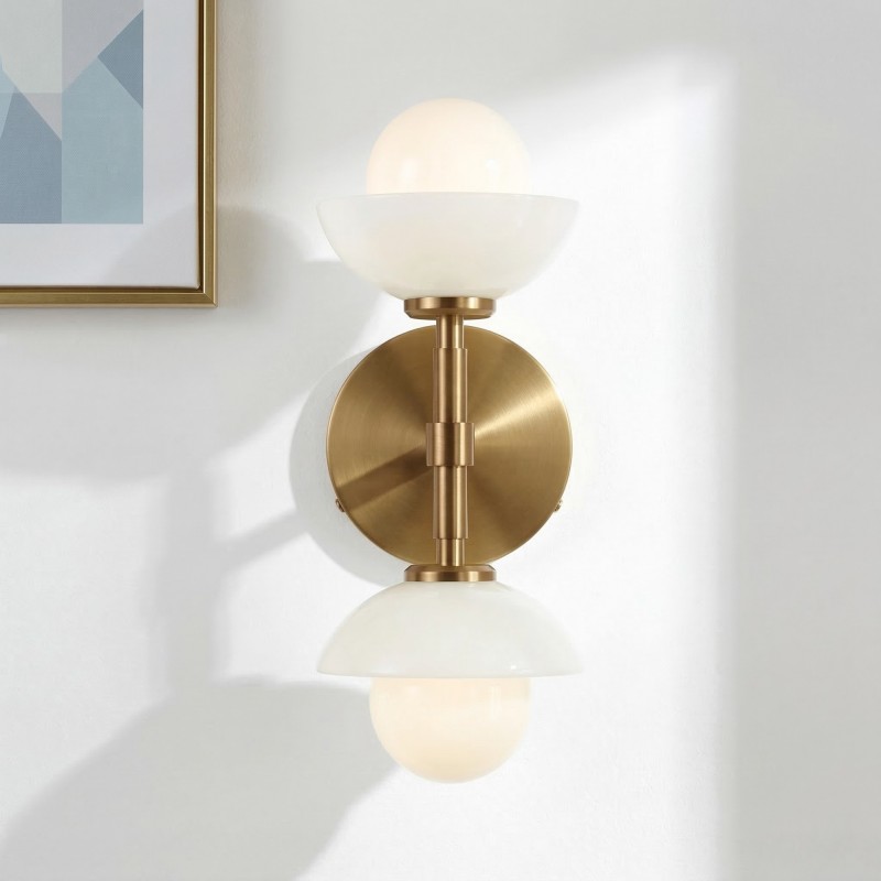 Brianna Farmhouse Alabaster Double Globe Sconce