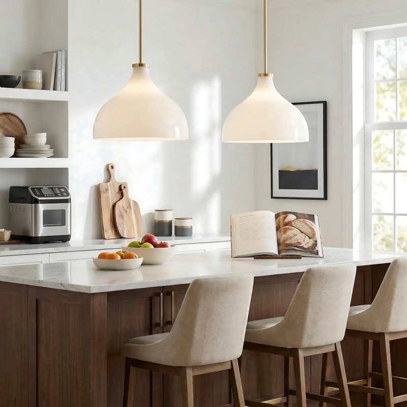 Rylan Rustic Metal Milk Glass Pendant Light