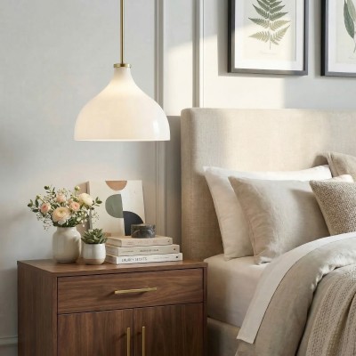 Rylan Rustic Metal Milk Glass Pendant Light