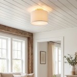 Joram White Linen Drum Ceiling Light