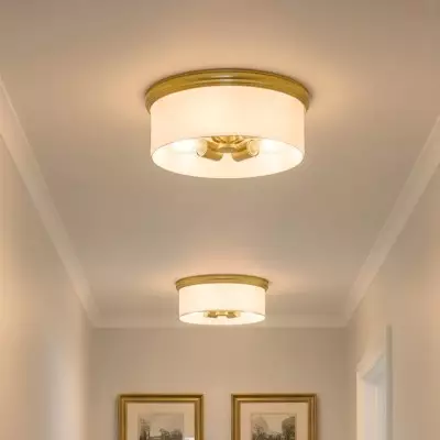 Lionell Farmhouse Milk Glass Round Flush Mount Ceiling Light