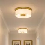 Lionell Farmhouse Milk Glass Round Flush Mount Ceiling Light