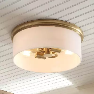 Lionell Farmhouse Milk Glass Round Flush Mount Ceiling Light