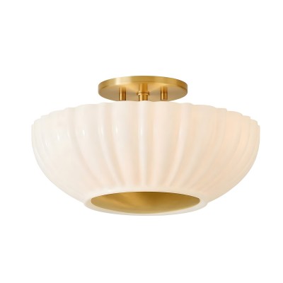 Sable Retro Mike Glass Pleated Flush Mount Celing Light