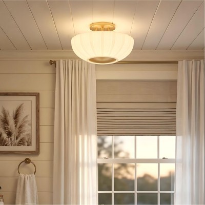 Sable Retro Mike Glass Pleated Flush Mount Celing Light