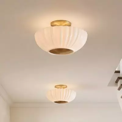 Sable Retro Mike Glass Pleated Flush Mount Celing Light