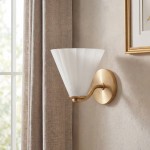 Jaxlynth Modern Rotatable Milk Glass Cone Sconce