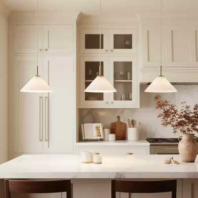 Veythra Modern Minimalist Rippled Glass Cone Pendant Lamp