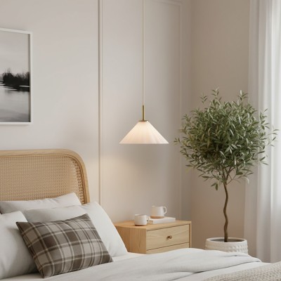 Veythra Modern Minimalist Rippled Glass Cone Pendant Lamp