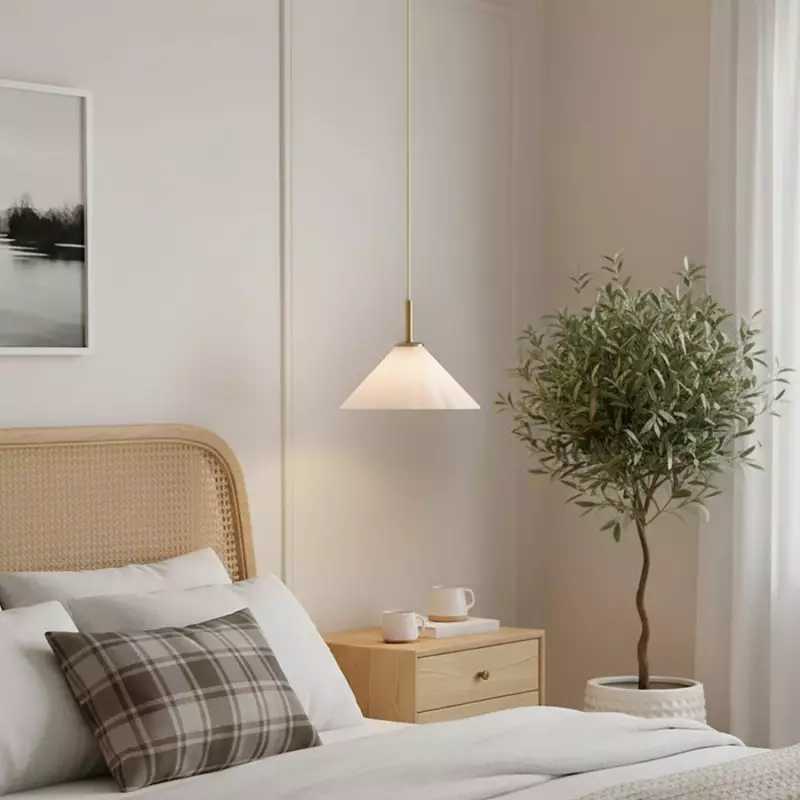 Veythra Modern Minimalist Rippled Glass Cone Pendant Lamp