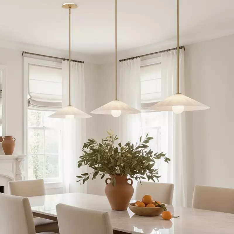 Veythra Modern Minimalist Rippled Glass Cone Pendant Lamp