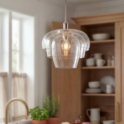 Xena Scandinavian Layered Clear Glass Pendant Light