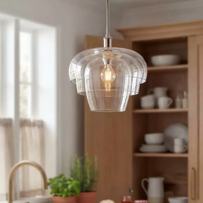 Xena Scandinavian Layered Clear Glass Pendant Light