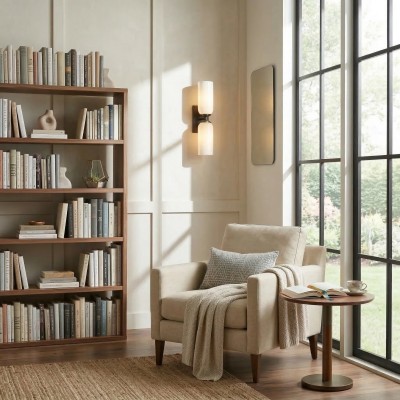 Iliana Rustic White Glass Double Tube Wall Sconce