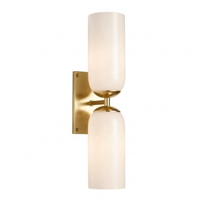 Iliana Rustic White Glass Double Tube Wall Sconce