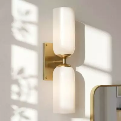 Iliana Rustic White Glass Double Tube Wall Sconce