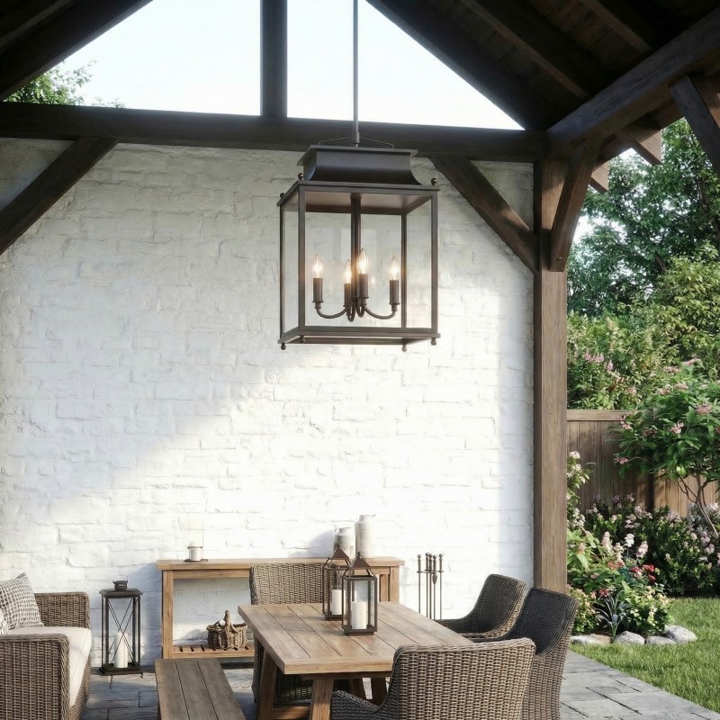 Marcellus Classic Metal Clear Glass Outdoor Lantern Pendant Light