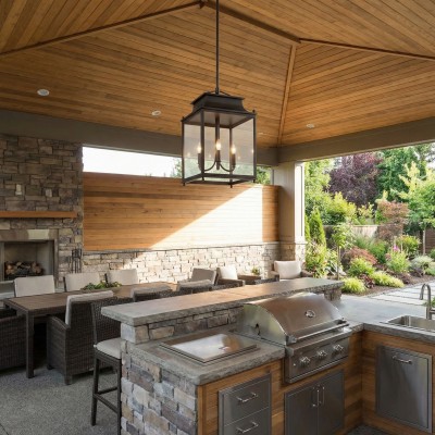 Marcellus Classic Metal Clear Glass Outdoor Lantern Pendant Light