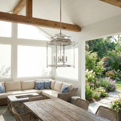 Marcellus Classic Metal Clear Glass Outdoor Lantern Pendant Light