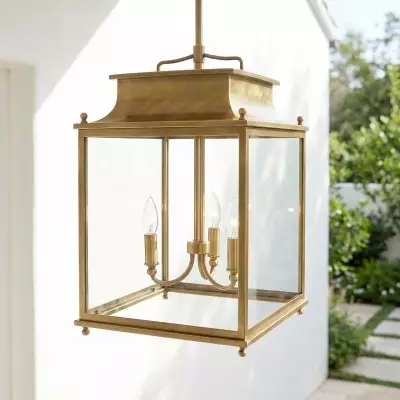 Marcellus Classic Metal Clear Glass Outdoor Lantern Pendant Light