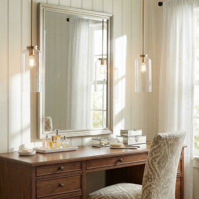 Mica Minimalist Brass Clear Glass Pendant Light