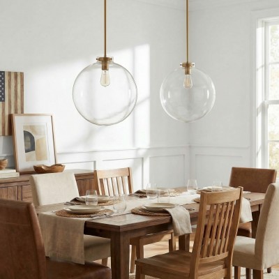 Mica Minimalist Brass Clear Glass Pendant Light