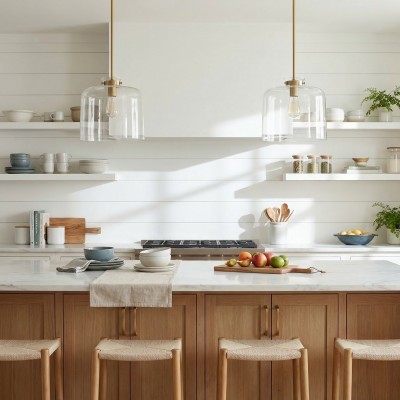 Mica Minimalist Brass Clear Glass Pendant Light