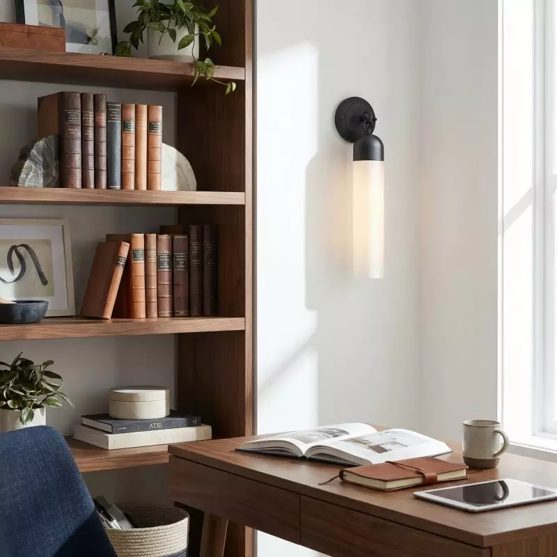 Morgan Minimalist Cylindrical Glass or Alabaster Wall Light