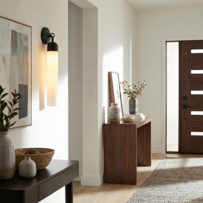 Morgan Minimalist Cylindrical Glass or Alabaster Wall Light