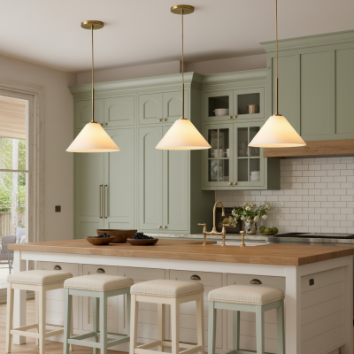 Nori Minimalist Brass Glass Cone Pendant Light