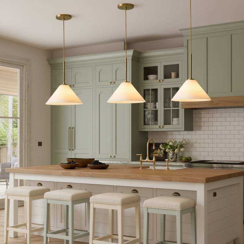 Nori Minimalist Brass Glass Cone Pendant Light