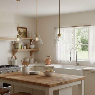 Nori Minimalist Brass Glass Cone Pendant Light