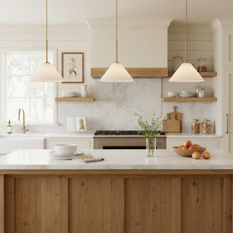 Nori Minimalist Brass Glass Cone Pendant Light