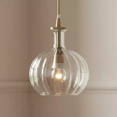 Billie Modern Ribbed Glass Carafe Pendant Light