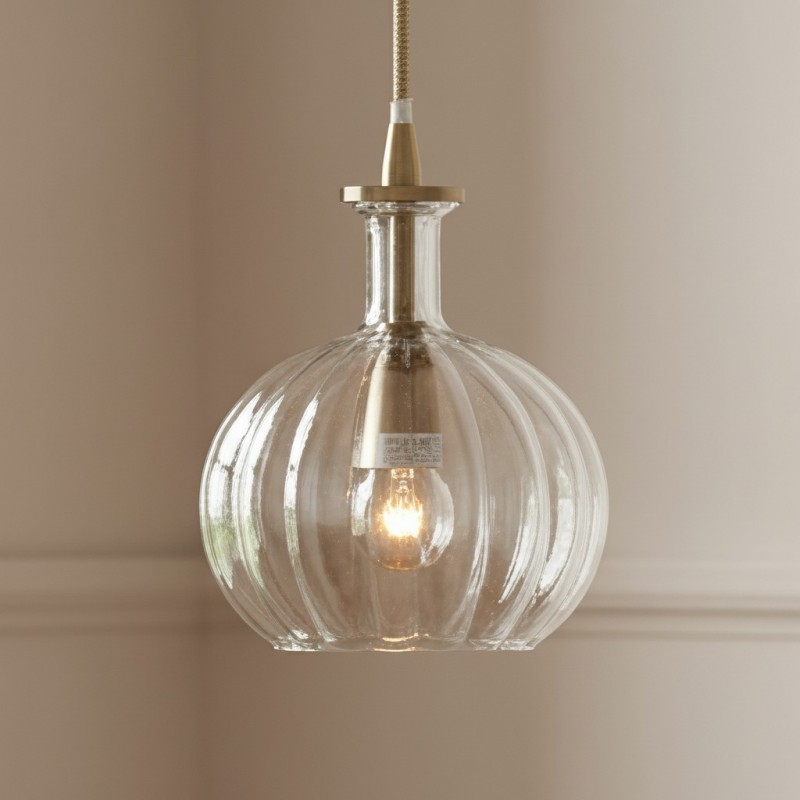Billie Modern Ribbed Glass Carafe Pendant Light