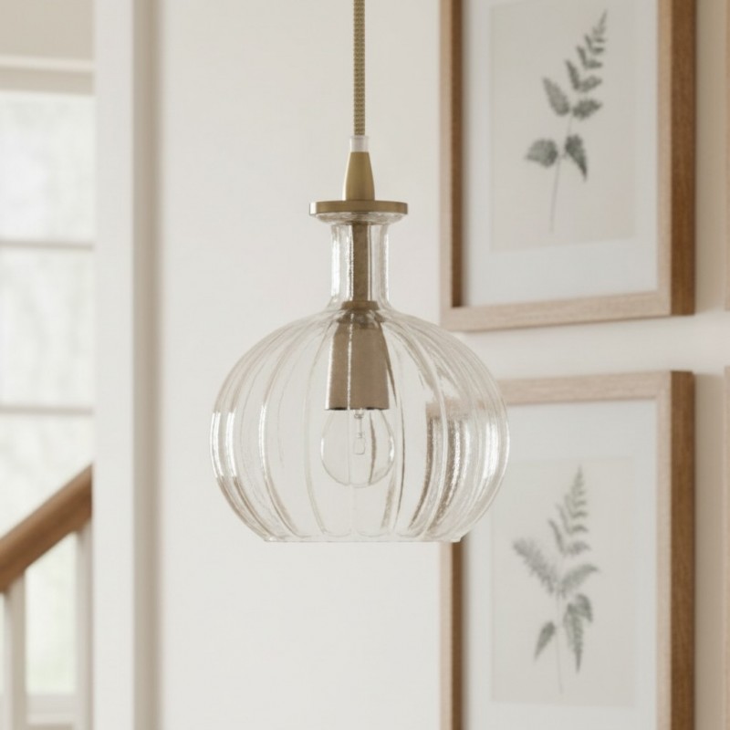 Billie Modern Ribbed Glass Carafe Pendant Light