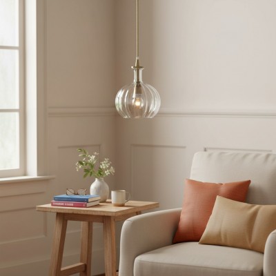 Billie Modern Ribbed Glass Carafe Pendant Light