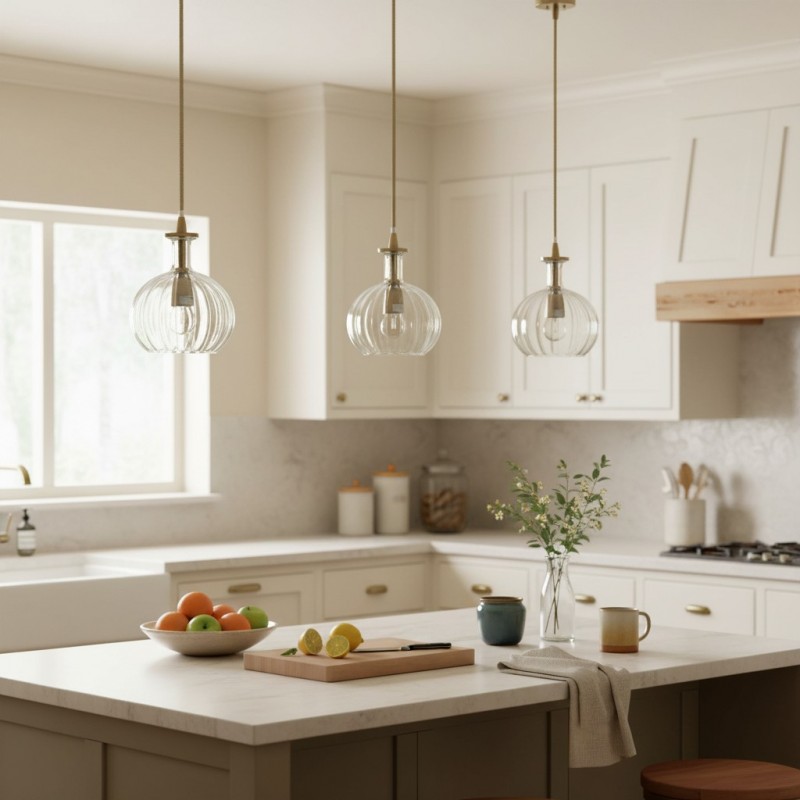 Billie Modern Ribbed Glass Carafe Pendant Light