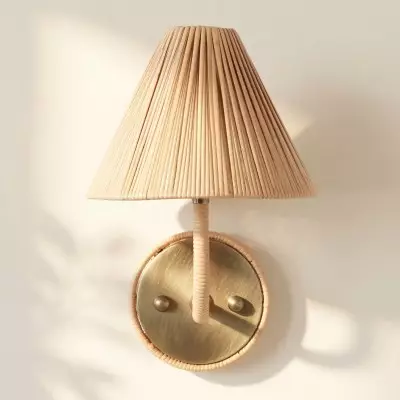 Calmyn Natural Woven Rattan Cone Wall Sconce
