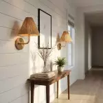 Calmyn Natural Woven Rattan Cone Wall Sconce