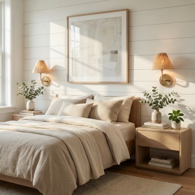 Calmyn Natural Woven Rattan Cone Wall Sconce