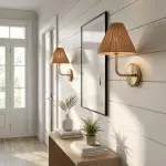 Calmyn Natural Woven Rattan Cone Wall Sconce