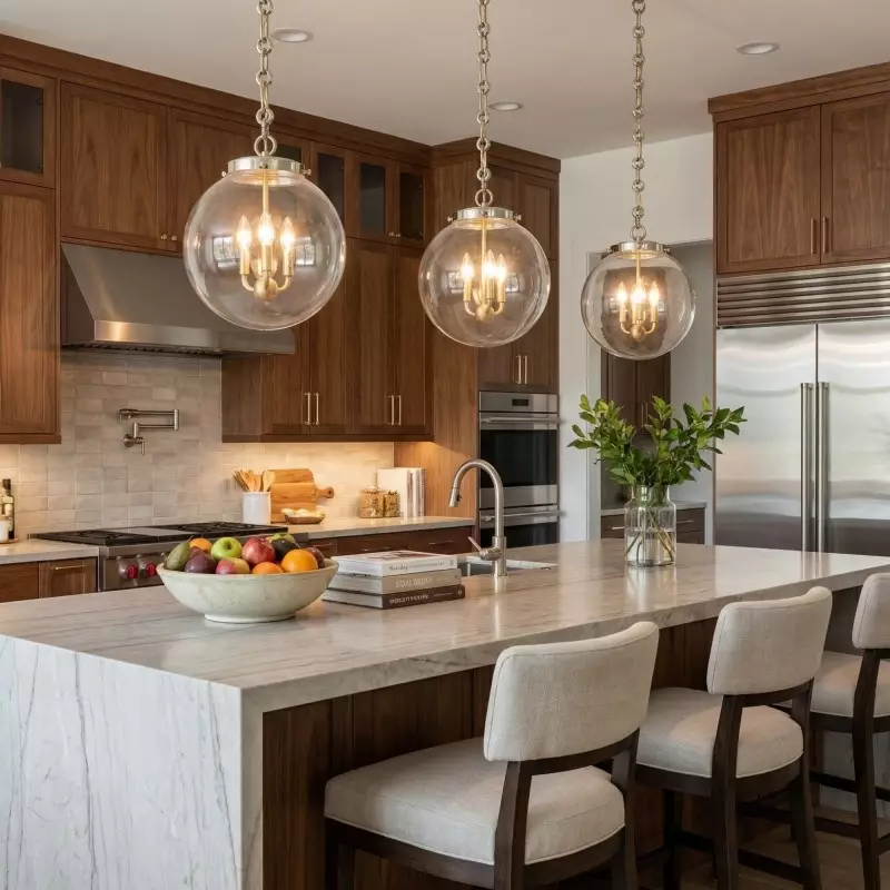 Oona Farmhouse Gold Glass Globe Pendant Light