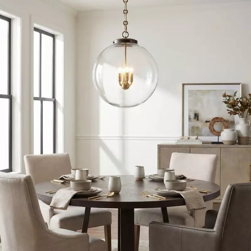 Oona Farmhouse Gold Glass Globe Pendant Light