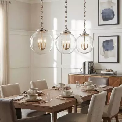 Oona Farmhouse Gold Glass Globe Pendant Light